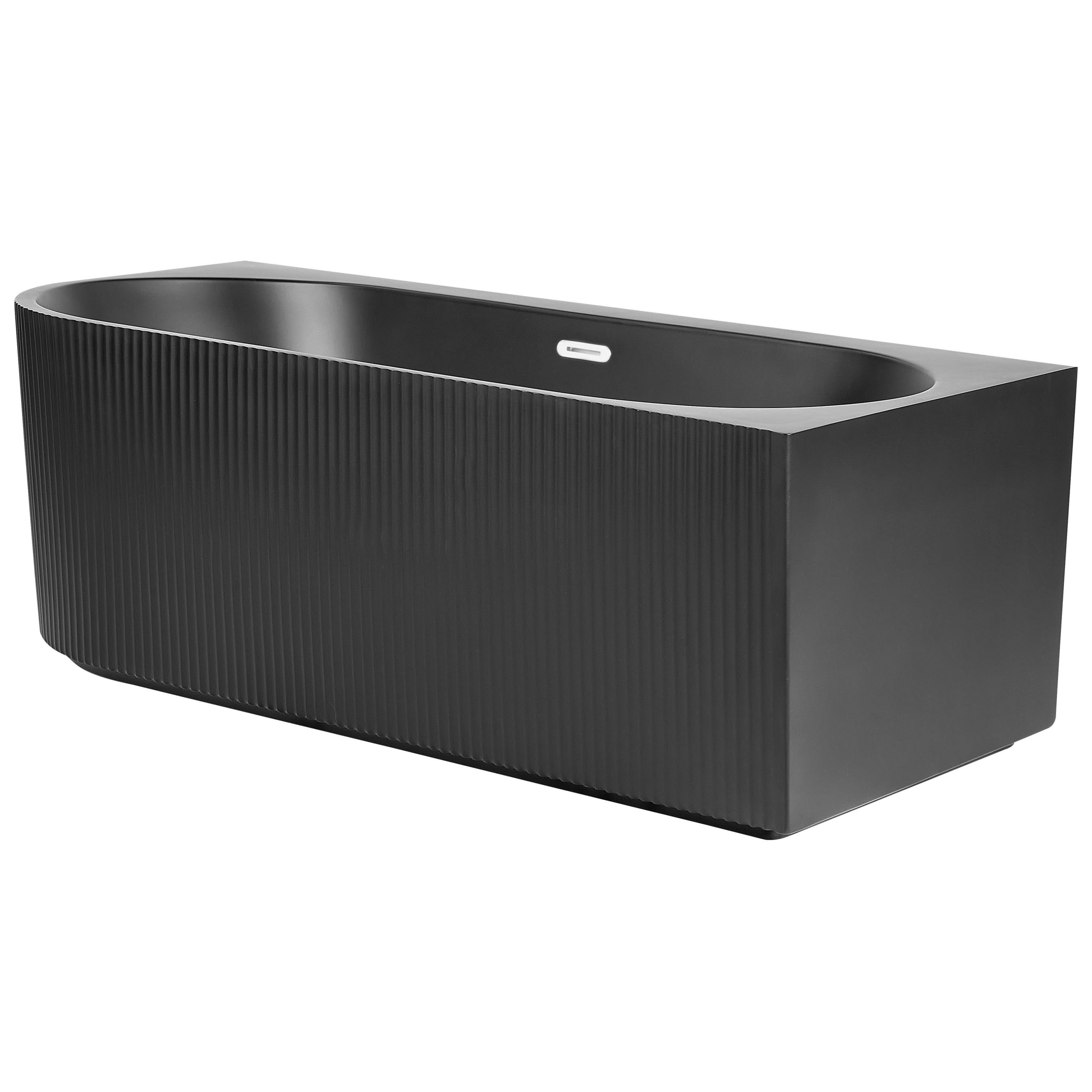 Bañera esquinera de acrílico negro izquierda 161 cm x 80 cm acabado estriado rectangular Gocta