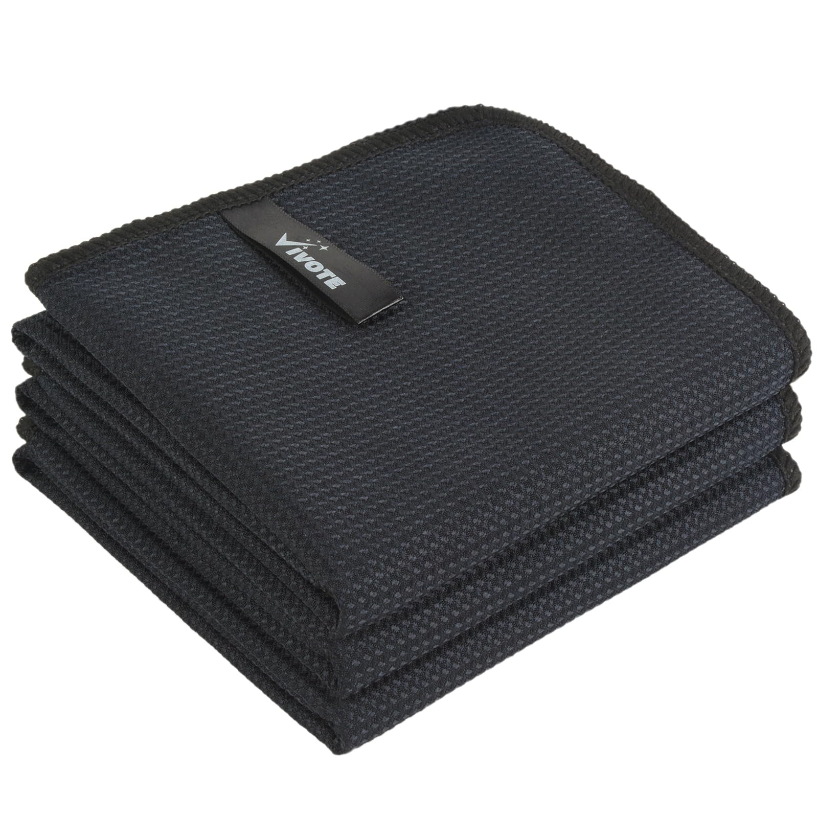 VIVOTE Paño de microfibra, paño de cocina, paño de cocina negro, paño barista, absorbente, sin pelusas, sin manchas de agua, tamaño 40 x 60 cm, 3 unidades, textura de gofre negro