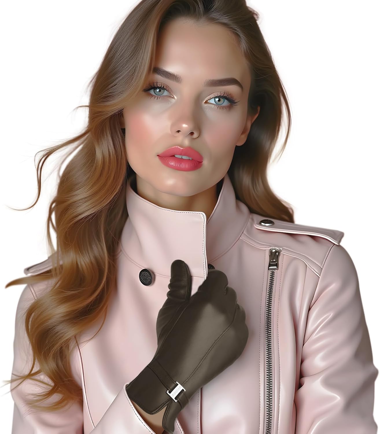 OZERO Leather Womens Gloves Winter, Sheepskin Wool Warm Womens Gloves with Touchscreen Fingers for Cold Weather - Image 2