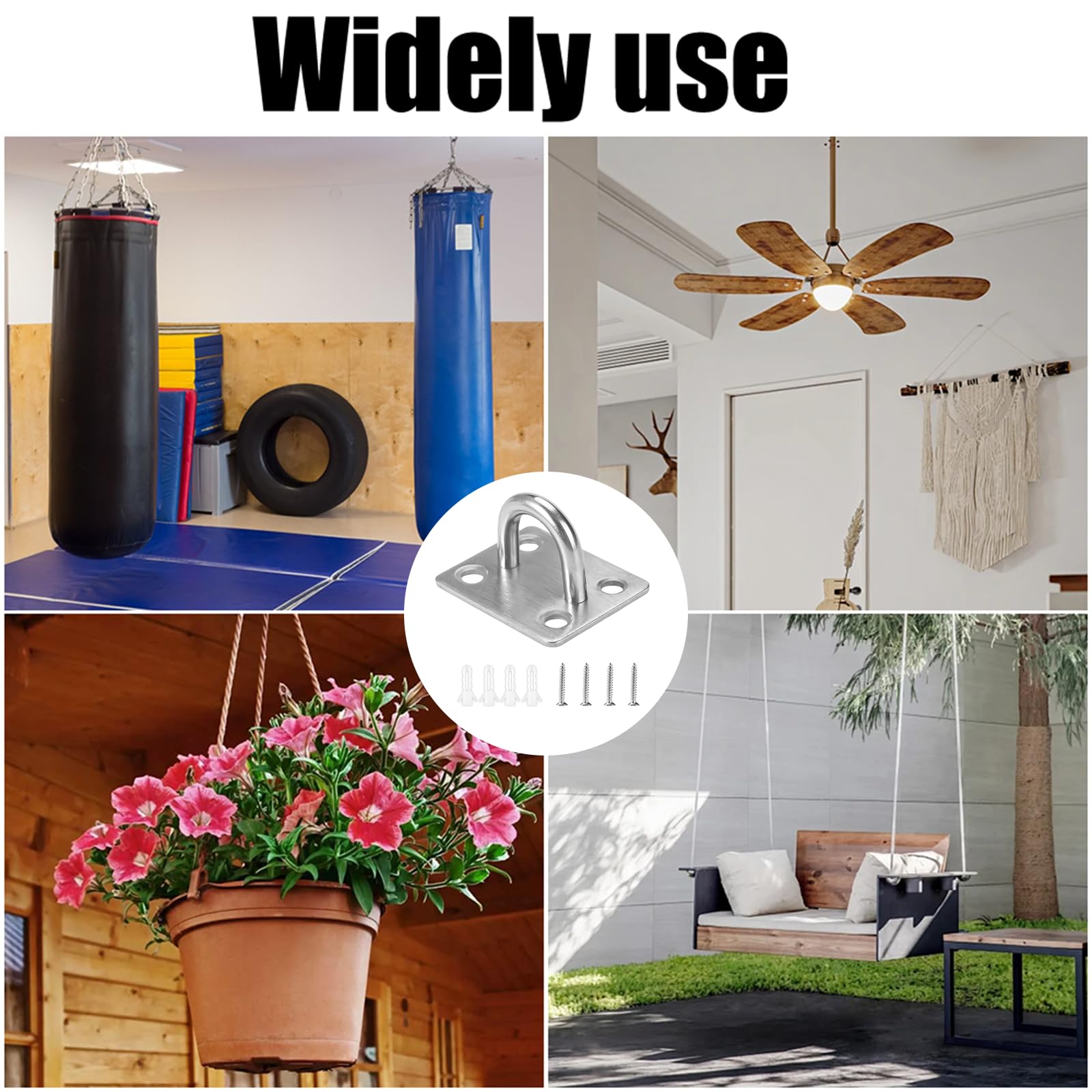 Occhielli Di Ancoraggio Ad Anello A D - Set Di 4 In Acciaio Zincato | Con Viti E Staffe | Per Fissaggio - Foto 9