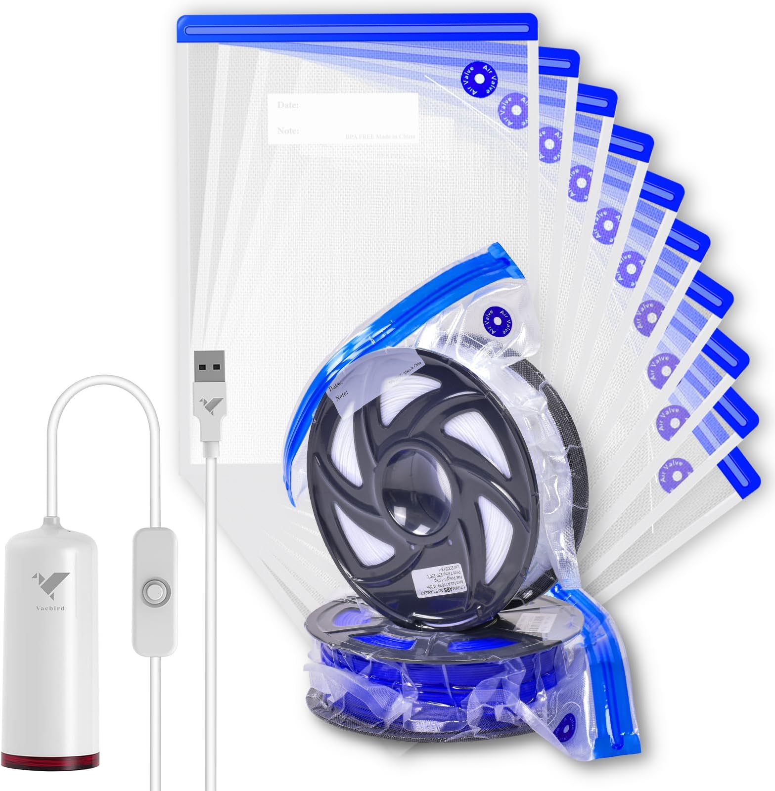 10 Packs Filament Storage Bags Sets, Vacuum Sealed Bags with Electric Pump, 3D Printer Filament Keep Dry