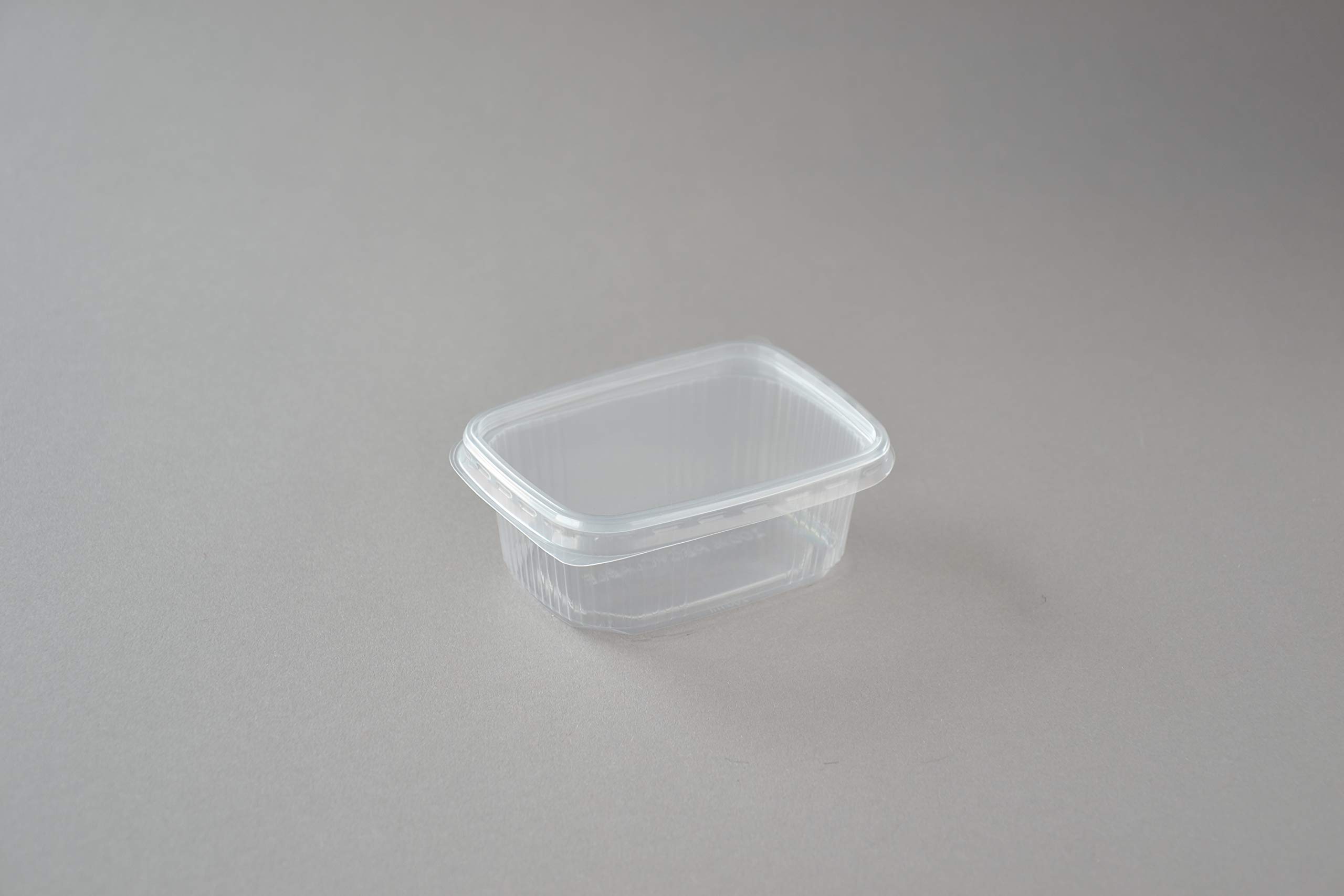 250 Stück Feinkostbecher mit Deckel, 200 ml eckig transparent, Salatbox, Rechteckbecher, Salatschalen