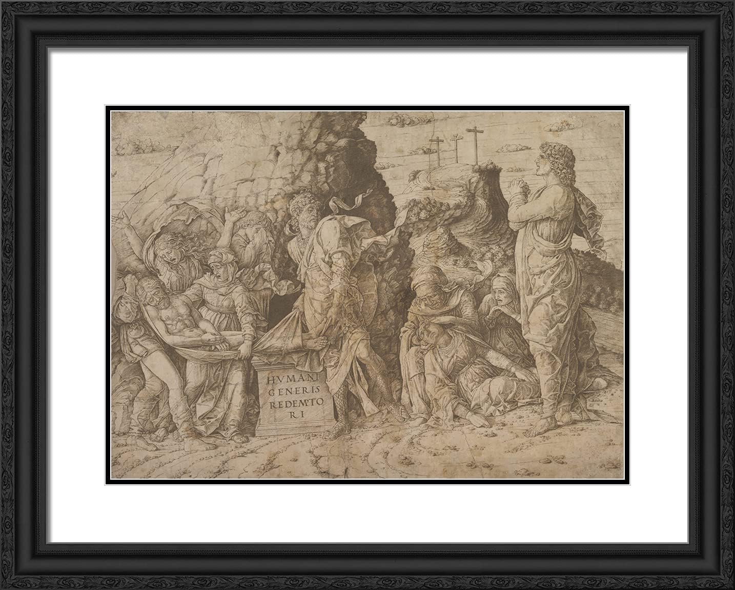 ArtDirect Mantegna, Andrea 24x19 Black Ornate Framed Art Print with Double Matting Titled: The Entombment of Christ