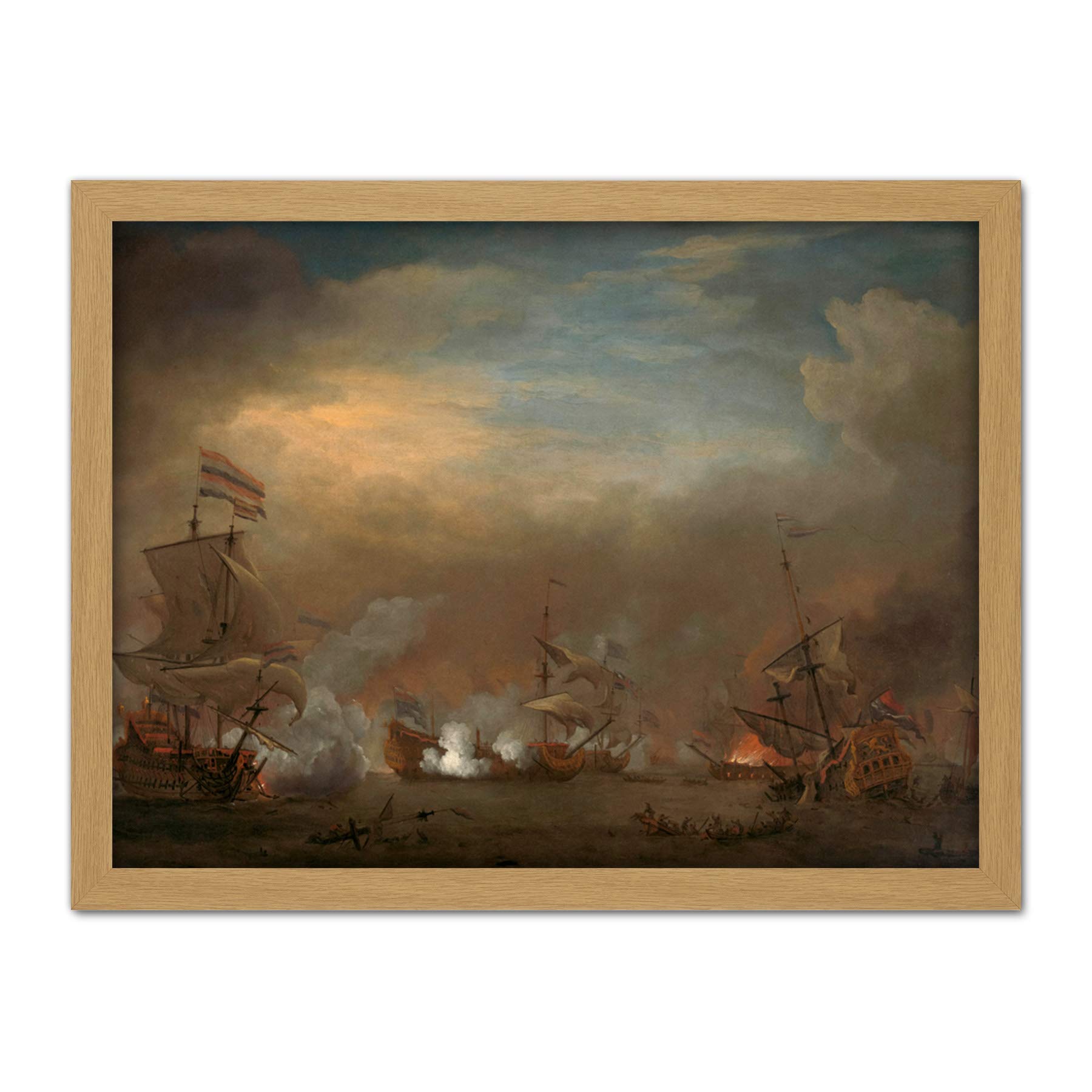 Artery8 Encounter During The Battle Of Kijkduin Artwork Framed Wall Art Print 18X24 Inch