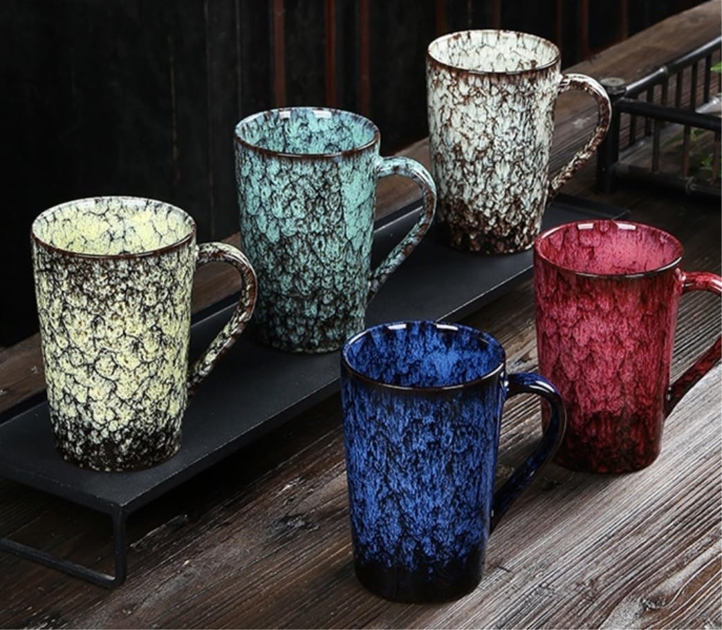Taza de Café de Té Tazas Taza De Cerámica Esmaltada De Horno Personalizada 400ML Taza De Bebida De Oficina De Gran Capacidad Taza De Desayuno De Leche Para El Hogar para té de la tarde(E)