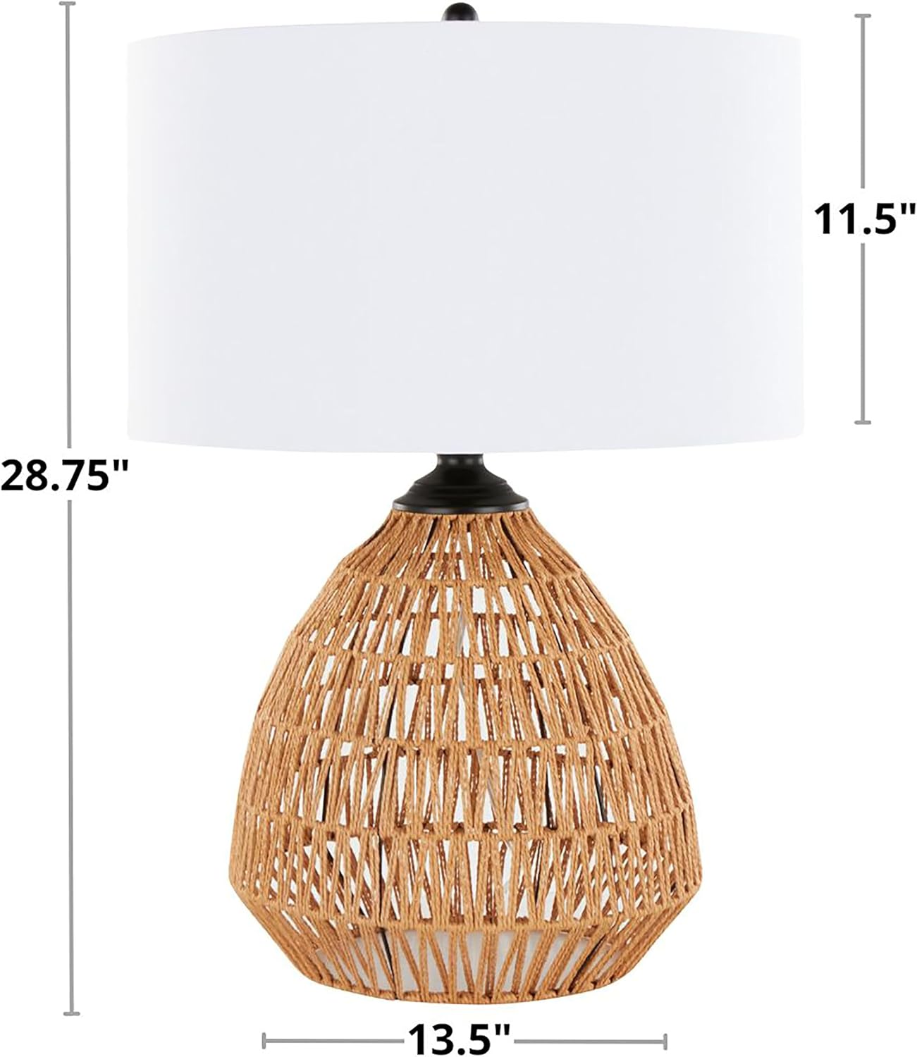 Congo 29" Rattan Table Lamp, Desk Lamp, Bedside Lamps for Night Stands, Nightstand Lamp, Small Lamp, Small Table Lamps for Living Room, White Lamps
