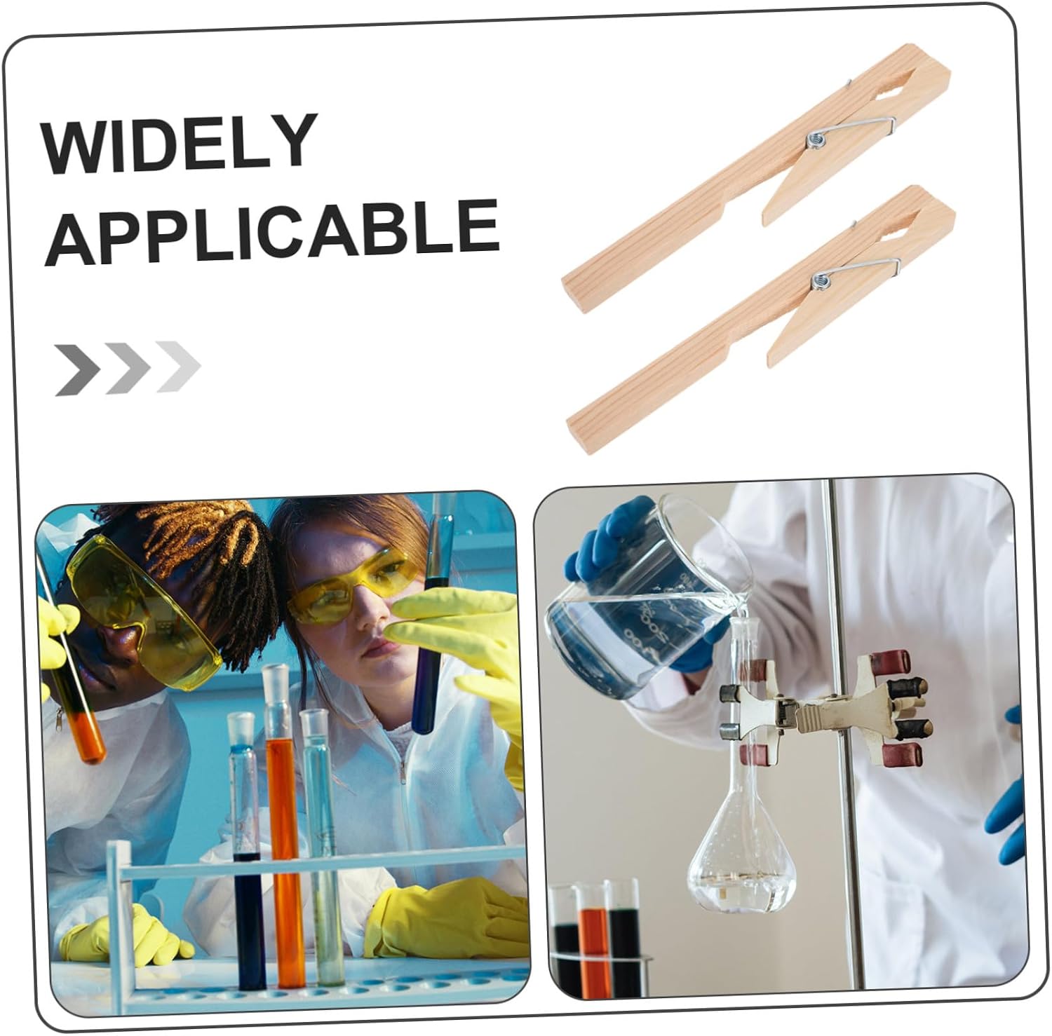 10pcs Wooden Test Tube Clamps Iron and Wood Lab Tube Holder Clips Polished Design to Securely Hold for Experimental Equipment Setup and Educational Environment