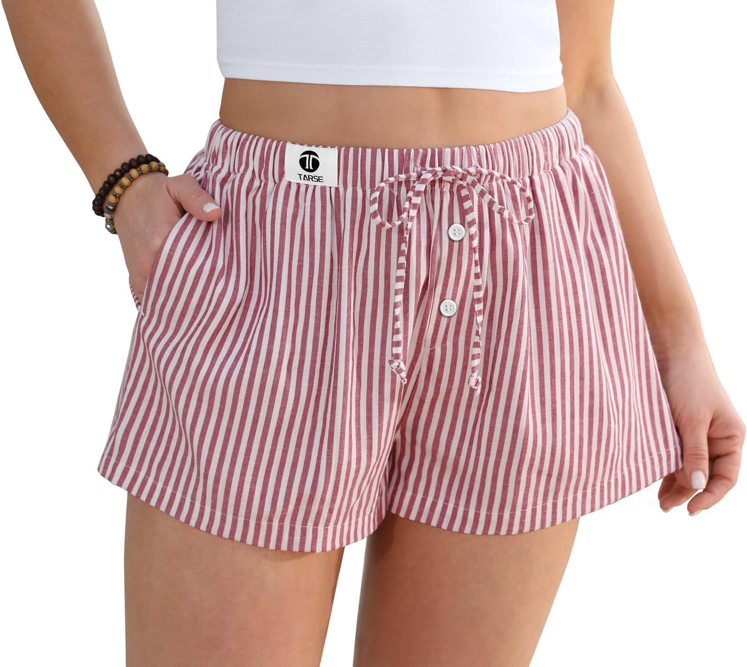 TARSE Striped Shorts for Women Pajama Sleep Boxer Shorts 2026 Summer Casual Summer Home Wear Y2K Beach Bottoms - Image 2