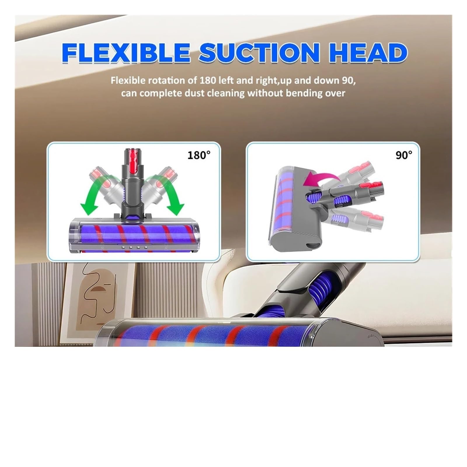 Cabezal de aspiradora de accionamiento directo, cepillo de suelo con cabezal de rodillo barredor suave, Compatible con Dyson, V7, V8, V10, V11, V15
