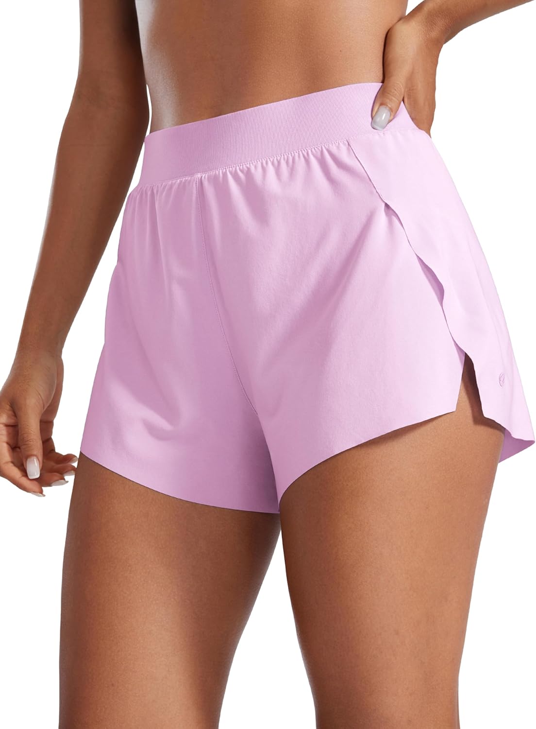 CRZ YOGA V Split Running Shorts for Women 2.5" - High Waisted Workout Athletic Gym Track with Liner Breathable Quick Dry