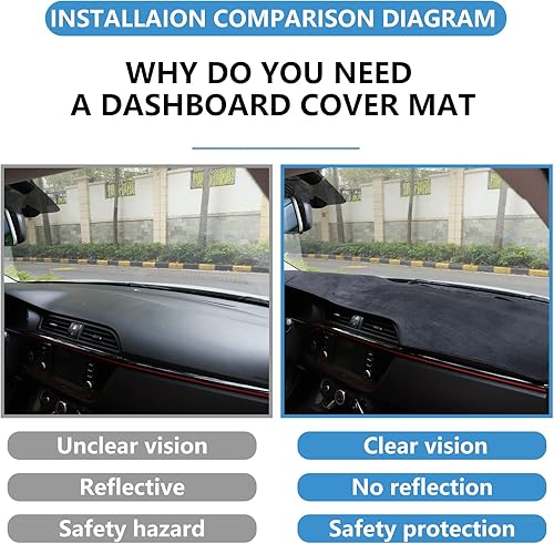 Miniatura 5 de YNWON Funda de franela negra para salpicadero de automóvil, compatible con volante a la izquierda, Infiniti G25 G35 G37 Q40 2007-2015Nissan Skyline