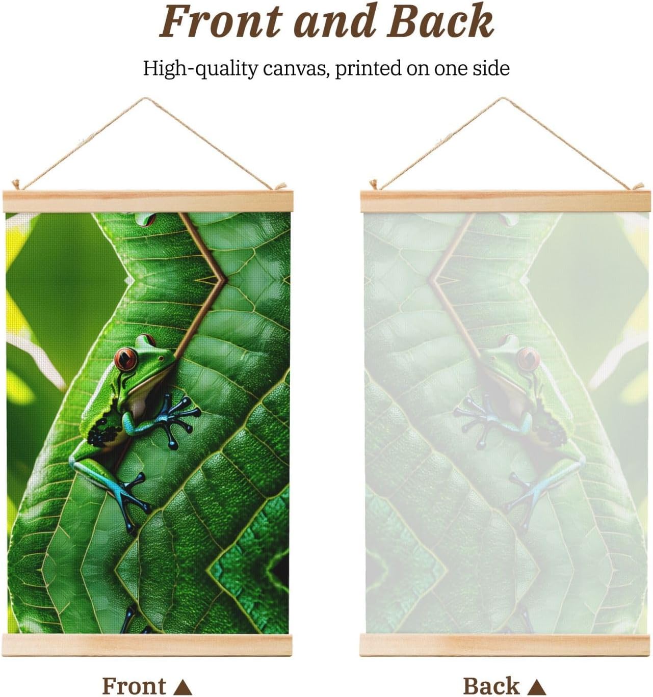 Frog Leaves Print Poster Hanger,Hanging Poster, Poster Frame,Wood Poster Hanger, For Wall Hanging