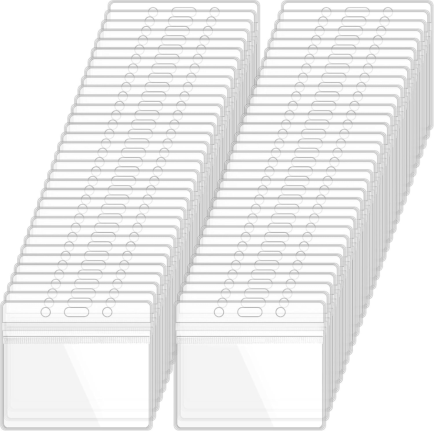 200 Pcs Clear Name Badge Holder Horizontal ID Badge Holder Waterproof Name Tag Holders Plastic ID Card Holder Badge Covers Clear PVC Badge Sleeve Pouch for Office, School, Conference