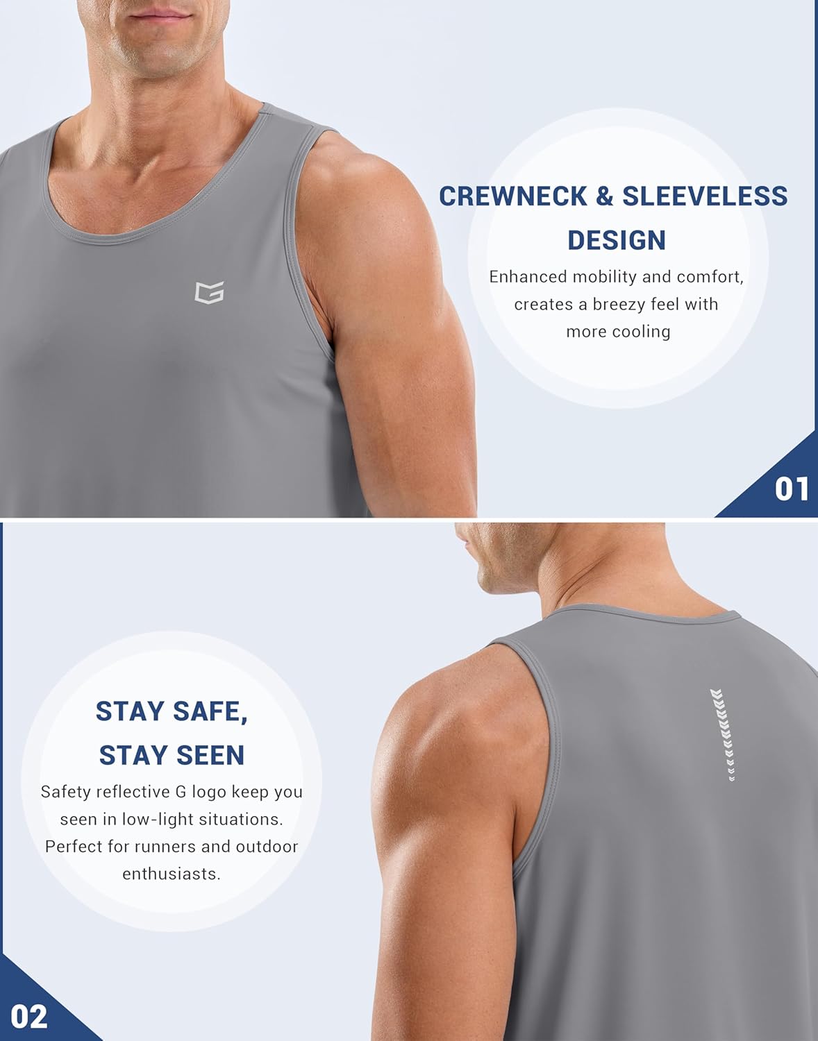 G Gradual Men's Workout Tank Tops Sleeveless Muscle Shirts Summer UPF 50+ Quick Dry Shirts for Men Athletic Running Gym - Image 6
