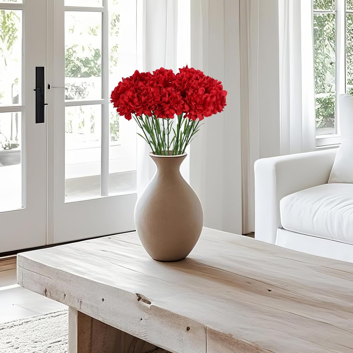 Red Carnations Artificial Flowers 15PCS Carnations Flowers Silk Flowers 21.25in Fake Flowers for Wedding Home Table Centerpieces Floral Arrangements(Red) - Image 9