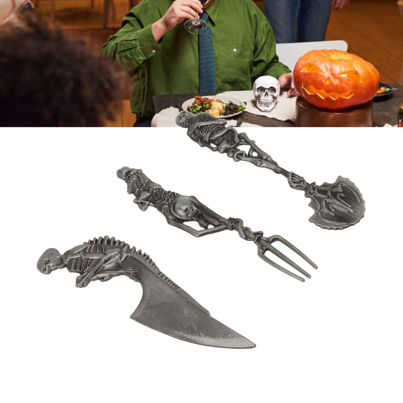 Amazon | ハロウィン食器セット、金属亜鉛合金スケルトンナイフ
