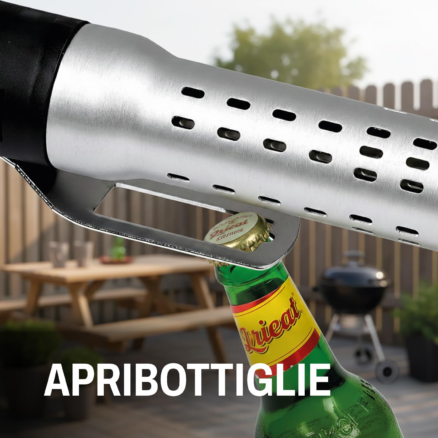 Valex Accendigrill Elettrico, 2000 W, 600 °C, Pistola Termica per Barbecue, Grill, Caminetto e Stufa, Accendifuoco rapido con Apribottiglie