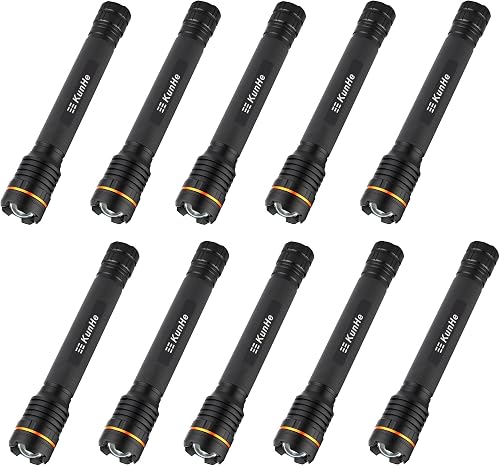 KunHe 10 Pack Heavy Duty 4D Cell LED Flashlights Large Aluminum Zoomable High Lumens 2000 LM Battery Powered Police Flash Light- Big Flashlight for Home Emergency Power Outages Camping Car F23-10