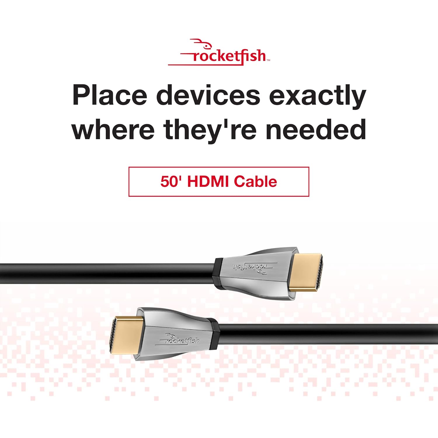 Rocketfish 4K UltraHD/HDR in-Wall Rated HDMI Cable - 50' - Black