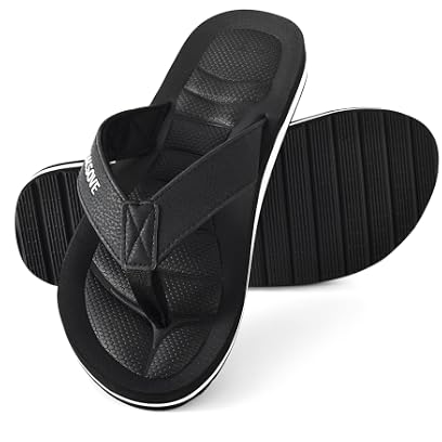 Chanclas para hombre - Deslizadores cómodos con soporte de arco - Sandalias de playa de espuma viscoelástica que se deslizan - Chanclas impermeables de punta abierta tipo tanga - Calzado de verano