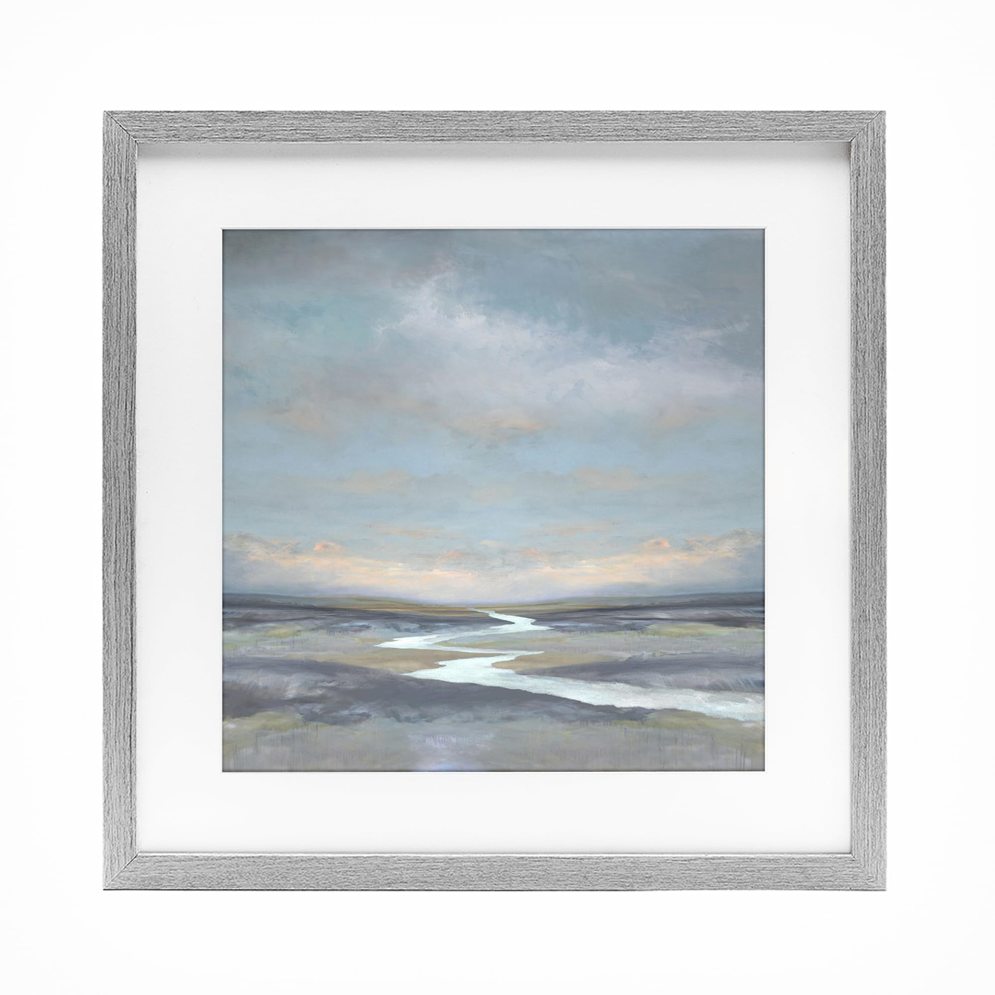 Stupell Industries Farmhouse Gray (Textured) 'Riverbend Misty Atmosphere'| Framed Print Under Glass
