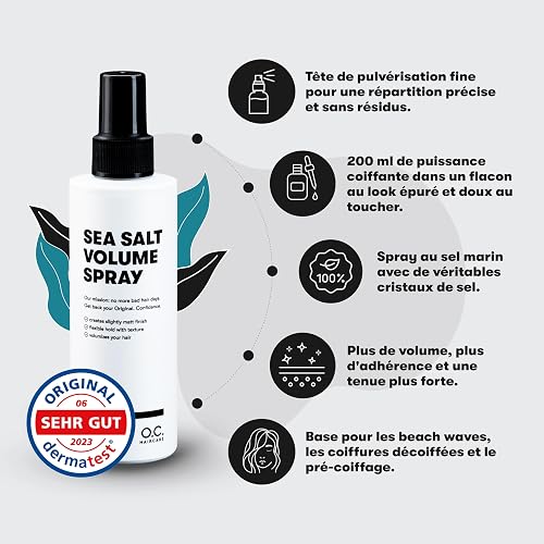 O.C. Haircare Sea Salt Spray - 200 ml - Sea Salt Spray for Hair - Volume Booster for a Fuller Hair Feel with Strong Hold - 100% Vegan and Made in - 7