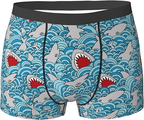 Amazon Co Jp サメの柄 かっこいい イラスト ボクサーパンツ メンズ 下着 四角 ボクサーブリーフ インナー 通気性 抗菌 防臭蒸れ軽減 セクシー 魅力的 前閉じ プリント プレゼント温泉旅行 快適 さっぱりした 設計 男性用 パンツ ブリーフ ホーム キッチン