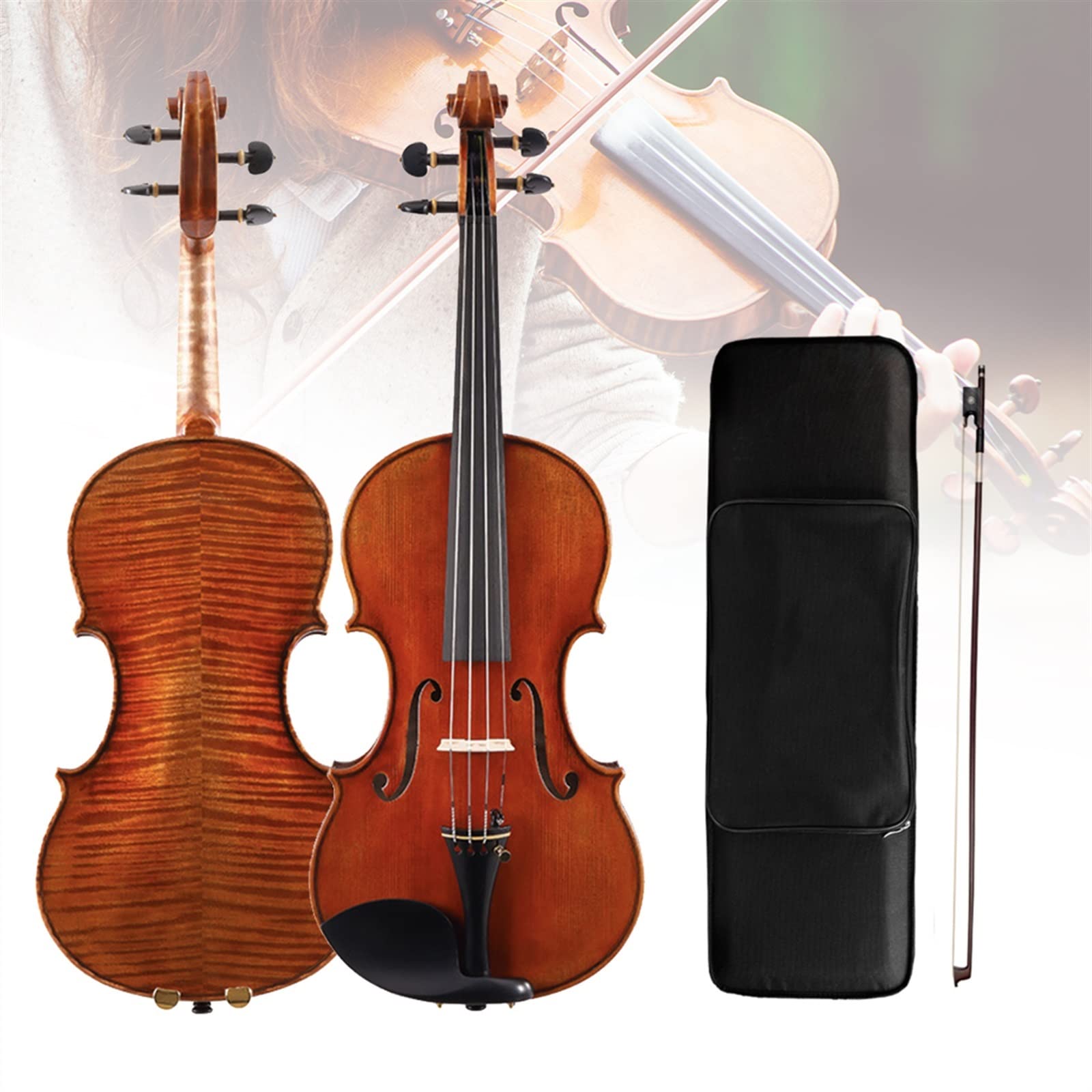 Violini per Studenti Professional Handcraft Stage Fiddle 4/4 Violino In Legno Europeo Top Flames Back Kit Custodia Per Violino Professionale Violino