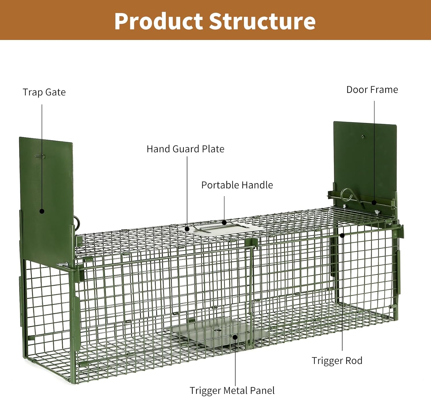 40” 2 Door Live Animal Trap, Easy Set and Release Animal Trap, Live Animal Trap Cage for catching Stray Cats, Raccoons, Squirrels, Rabbits, Moles, Groundhogs, Armadillos up to 17.6 lbs