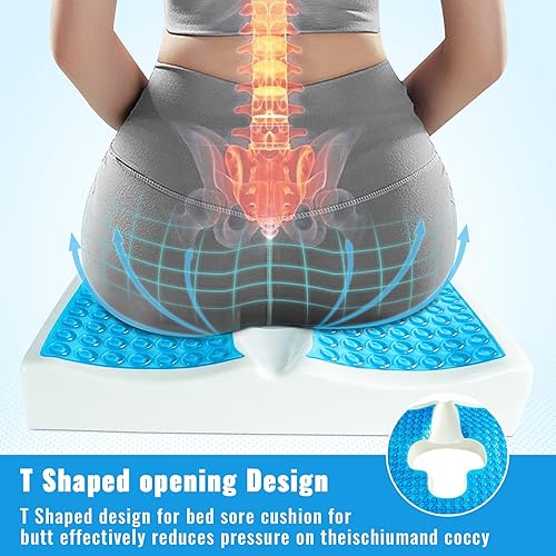 Miniatura 3 de Cojín antiescaras para úlceras por cama, para glúteos, almohada de alivio de presión de fibra para respirar libremente, apertura en forma de T,