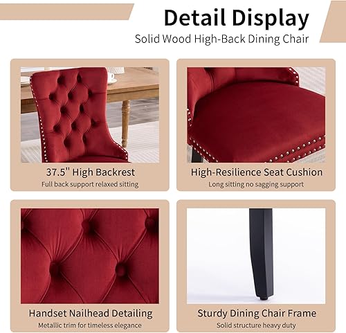 Vista 184 de Juego de 2 sillas de comedor modernas, sillas de comedor tapizadas acolchadas con patas de madera maciza, silla de cocina de tela de lino beige, 01