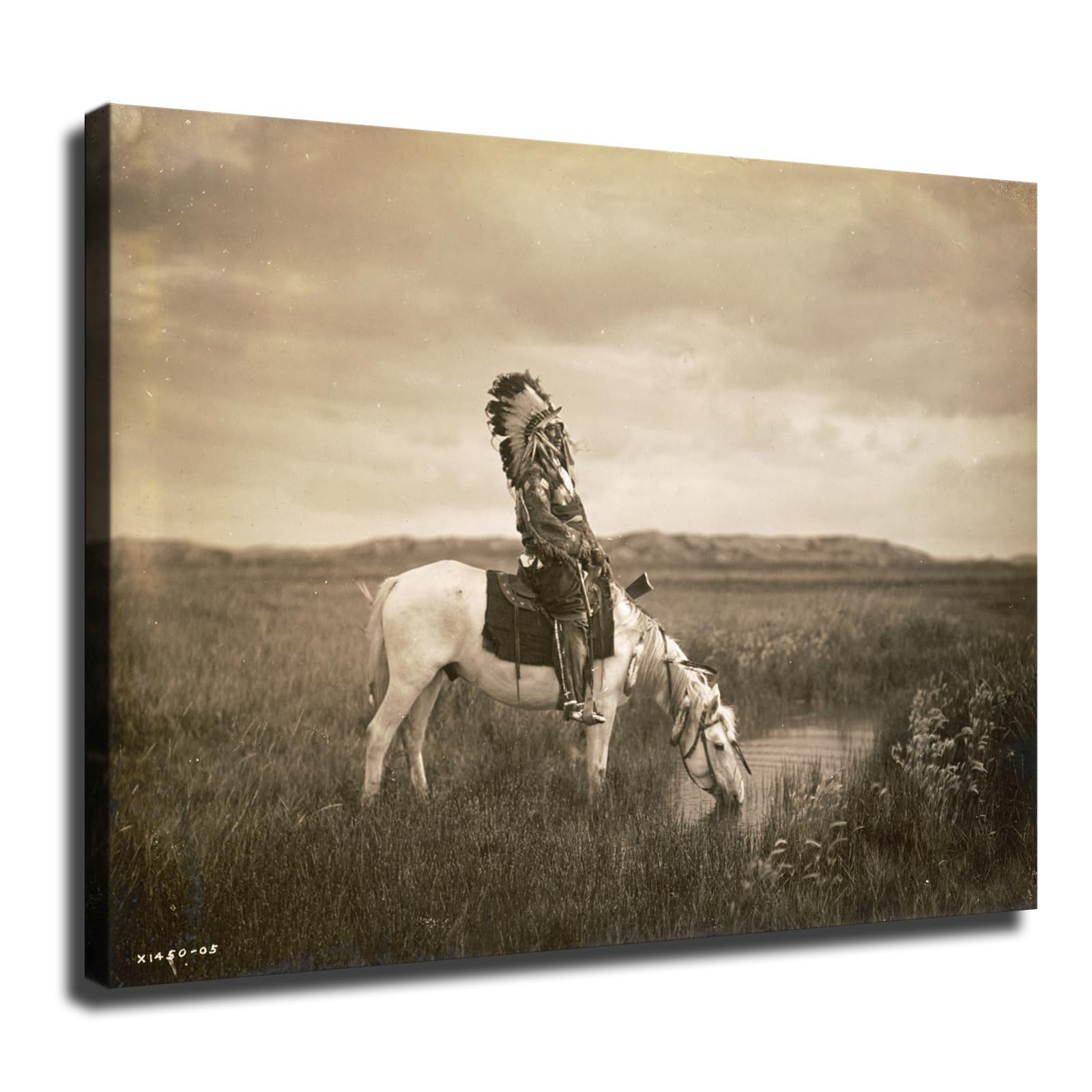ObabO American Indian on Horseback In The BadlandsBy Edward Curtis Poster Picture HD Wall Art Canvas Print Aesthetic Artwork for Bedroom Living Room Decor (Unframed,8x10inch)