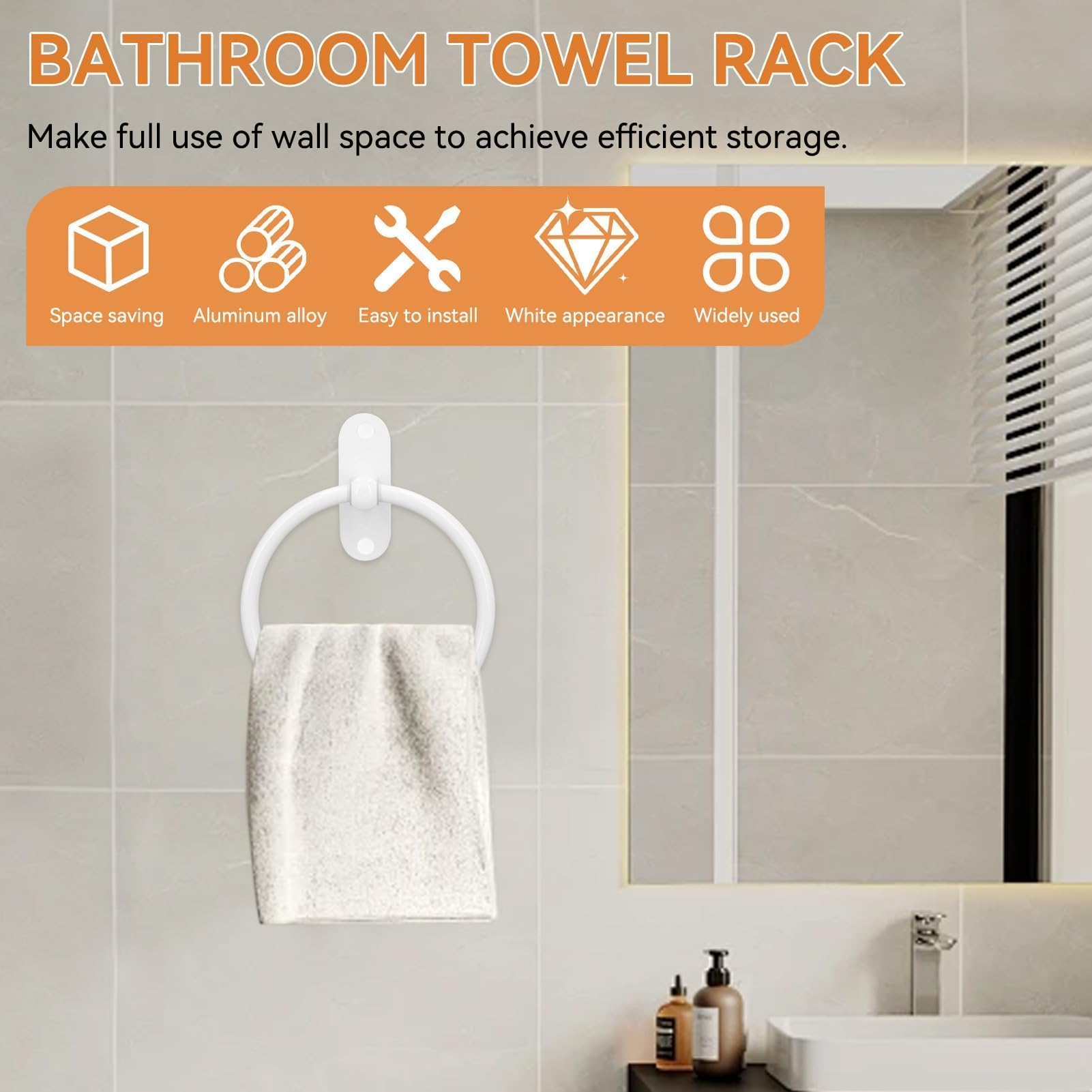 Toallero De Anilla, Porta Toallas Redondo, Acero Inoxidable Percha De Baño, Anillos De Toalla Blancos Toallero De Aro Anillo De Toalla, Cocina, Montaje En Pared