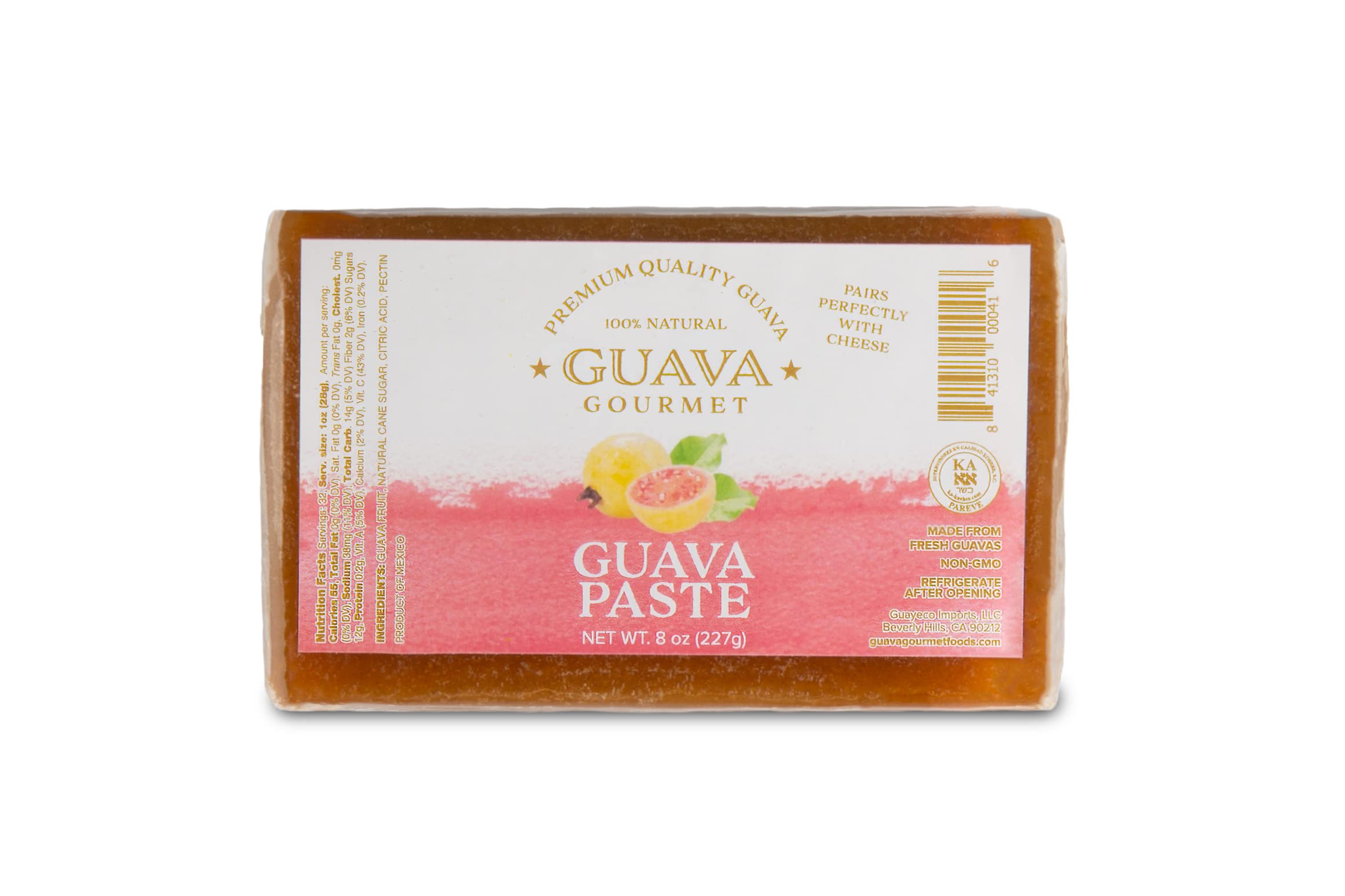 Guava Gourmet Guava Paste (8 oz. bar – 3 pack), Fresh Guava Fruit Preserves, All- Natural, Non-GMO, Vegan, Gluten and Cholesterol-Free, Artisan Craft Paste, No Fillers or Preservatives