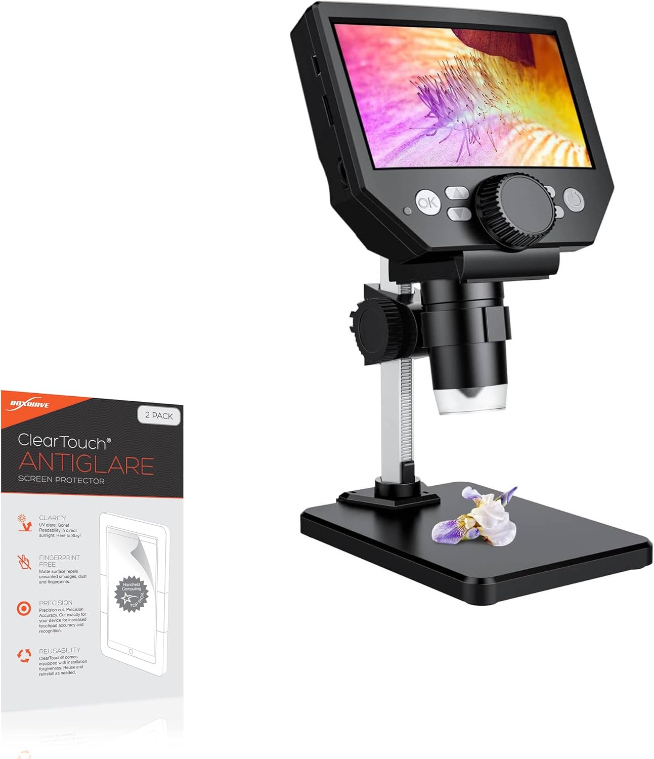 BoxWave Screen Protector Compatible with PalliPartners LCD Digital Microscope (4.3 in) - ClearTouch Anti-Glare (2-Pack), Anti-Fingerprint Matte Film Skin