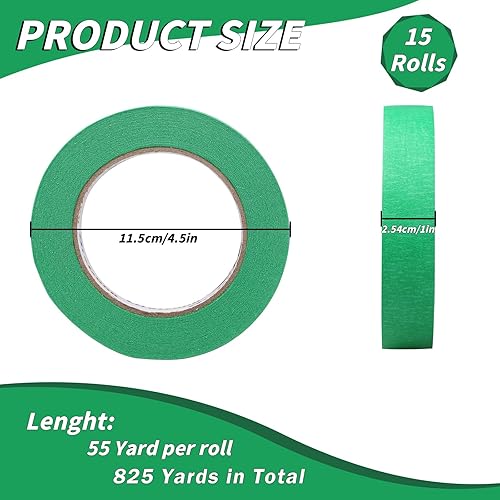 Miniatura 9 de Oleitodh Red Painters - Cinta de pintura de 1 pulgada a granel, 15 rollos x 1 pulgada x 55 yardas, cinta adhesiva roja para paredes, pintura,