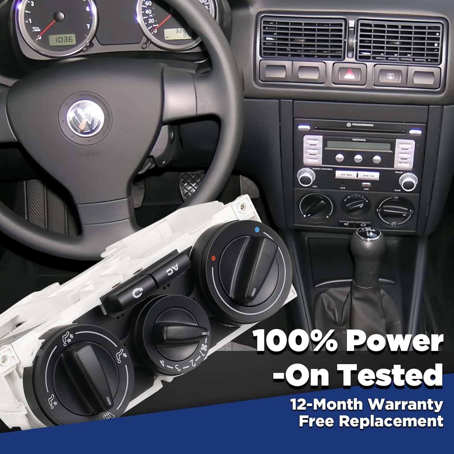 AITKEN A/C Heater Control Switch Climate Control Module HVAC Panel for VW Golf 1998-2006 & Golf City 2007-2010, Passat 1997-2005, Bora Lupo 2005 2006 Replaces 1J0820045F, 1J0820045G, 599-152