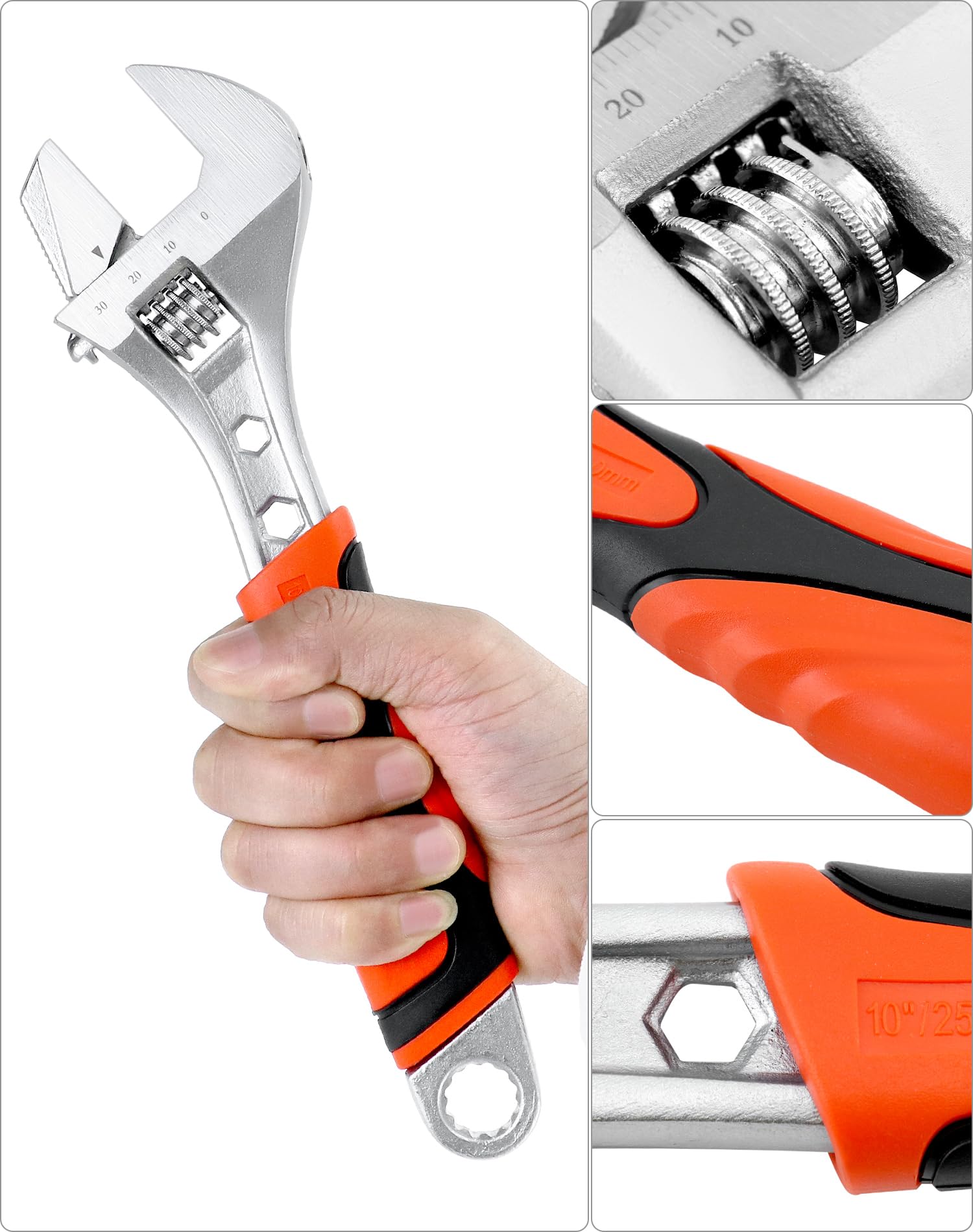 QWORK® 3 in 1 Chiave regolabile con Impugnatura Morbida, Chiave di Apertura da 30 mm, Chiave in Acciaio al Vanadio