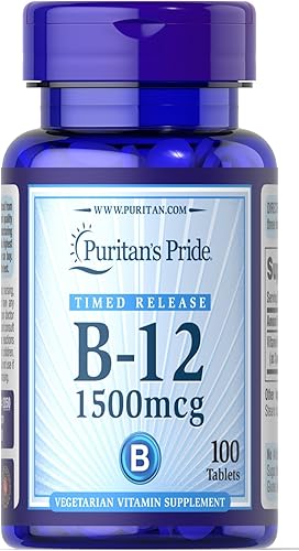 Puritan's Pride Vitamina B-12 1500 mcg de liberación cronometrada - 100 tabletas