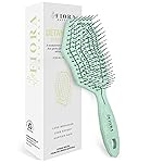Fiora Naturals Hair Detangling Brush for Women - Detangler Hair Brush w/Flexible Soft Bristles- Gently Glides Through Tangles - Curly, Fine, Dry and Shower Wet HairBrush, cepillo para cabello - Green