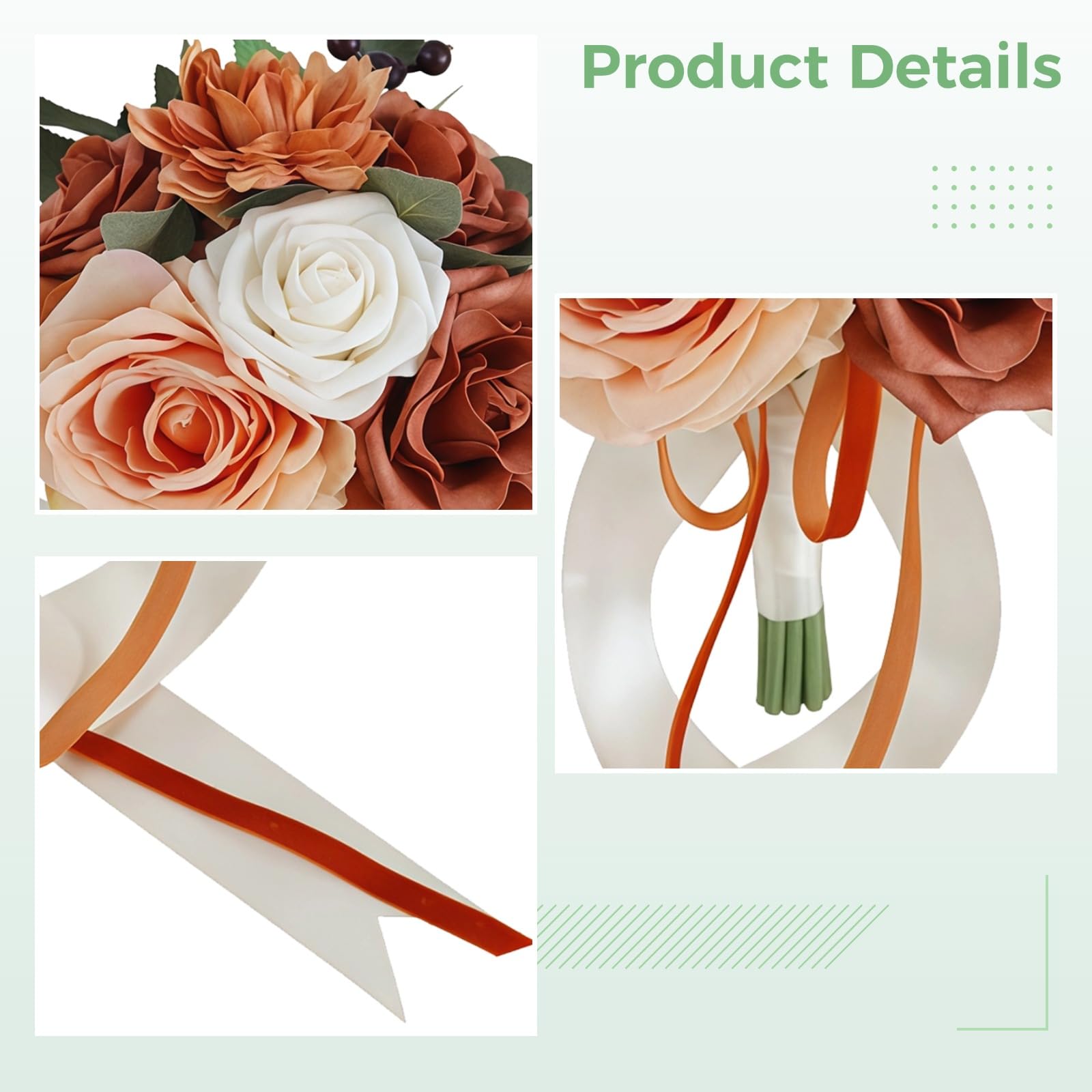 Generisch Künstlicher Brautstrauß für Hochzeit, Braut und Brautjungfer, Real Touch Blumen für Trauung und Foto Requisiten, Boho Hochzeitsdeko