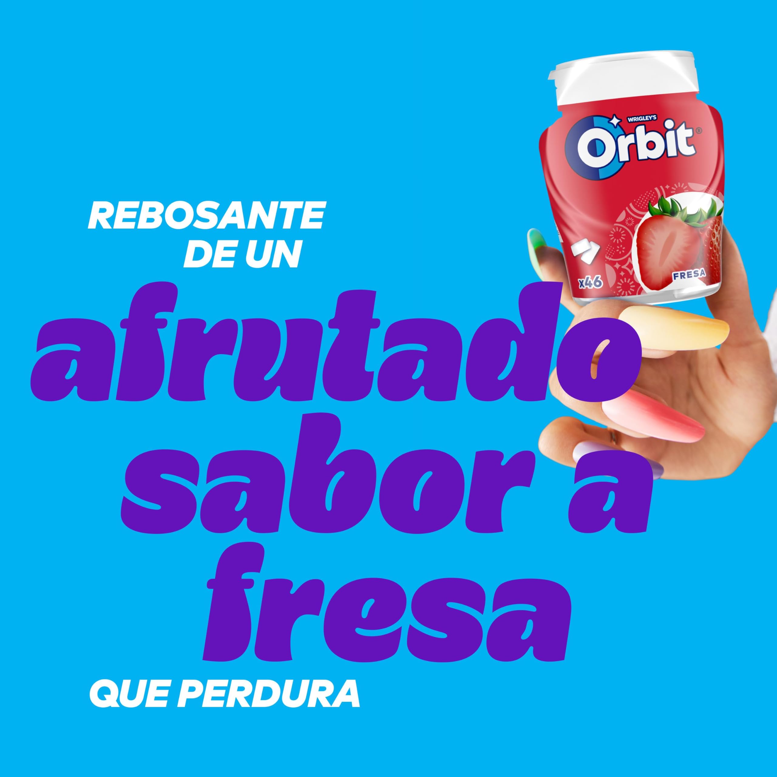 ORBIT Bote de Chicles Sin Azúcar Sabor Fresa Pack 6 Botes 46 Chicles Cada Uno