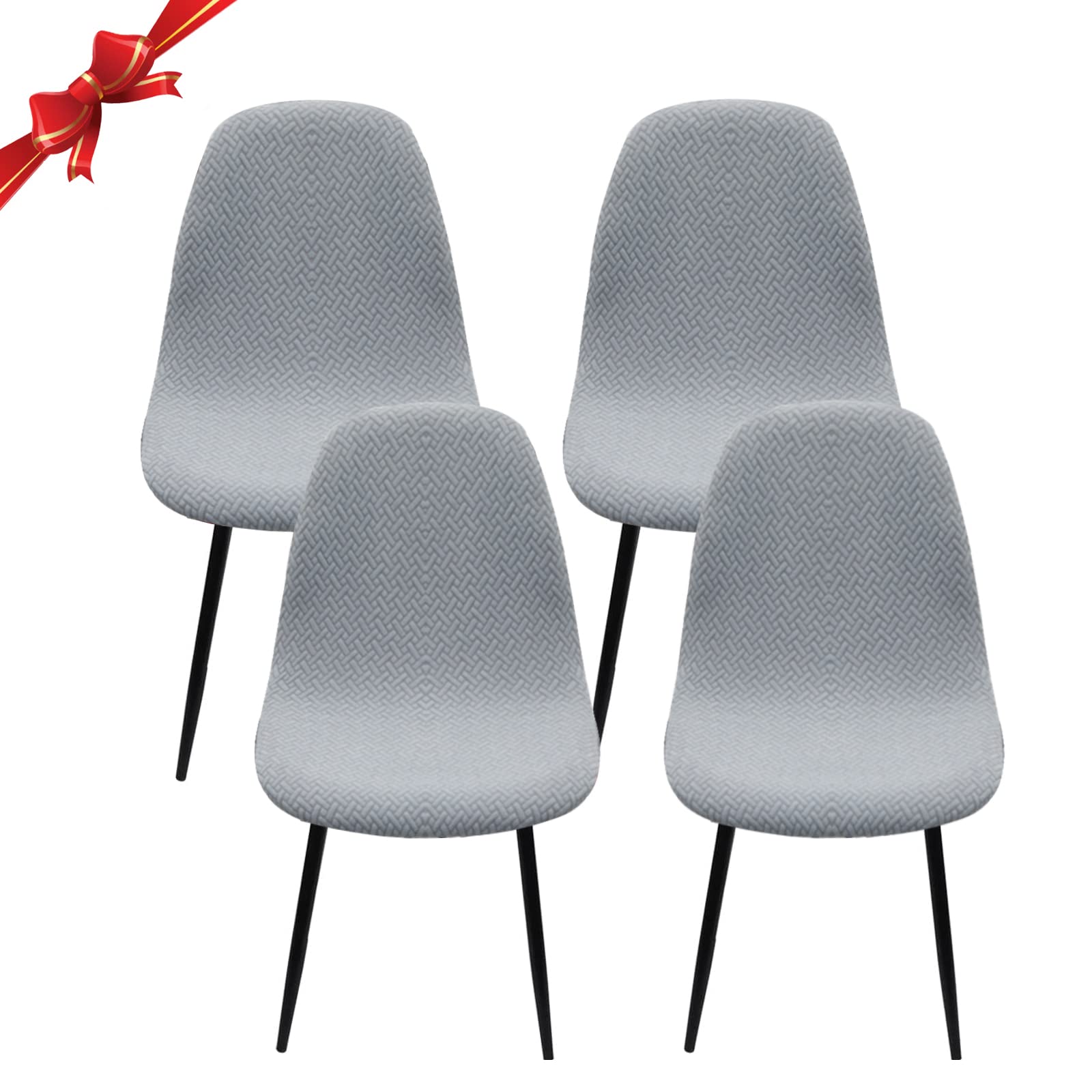 Jaotto Coprisedia Elasticizzati con Schienale 4 Pezzi,Fodere Coprisedia con Schienale Tondo Sala da Pranzo Jacquard Diagonale,Coprisedia Ufficio Universali Lavabili,Vestisedia per Casa Cucina,