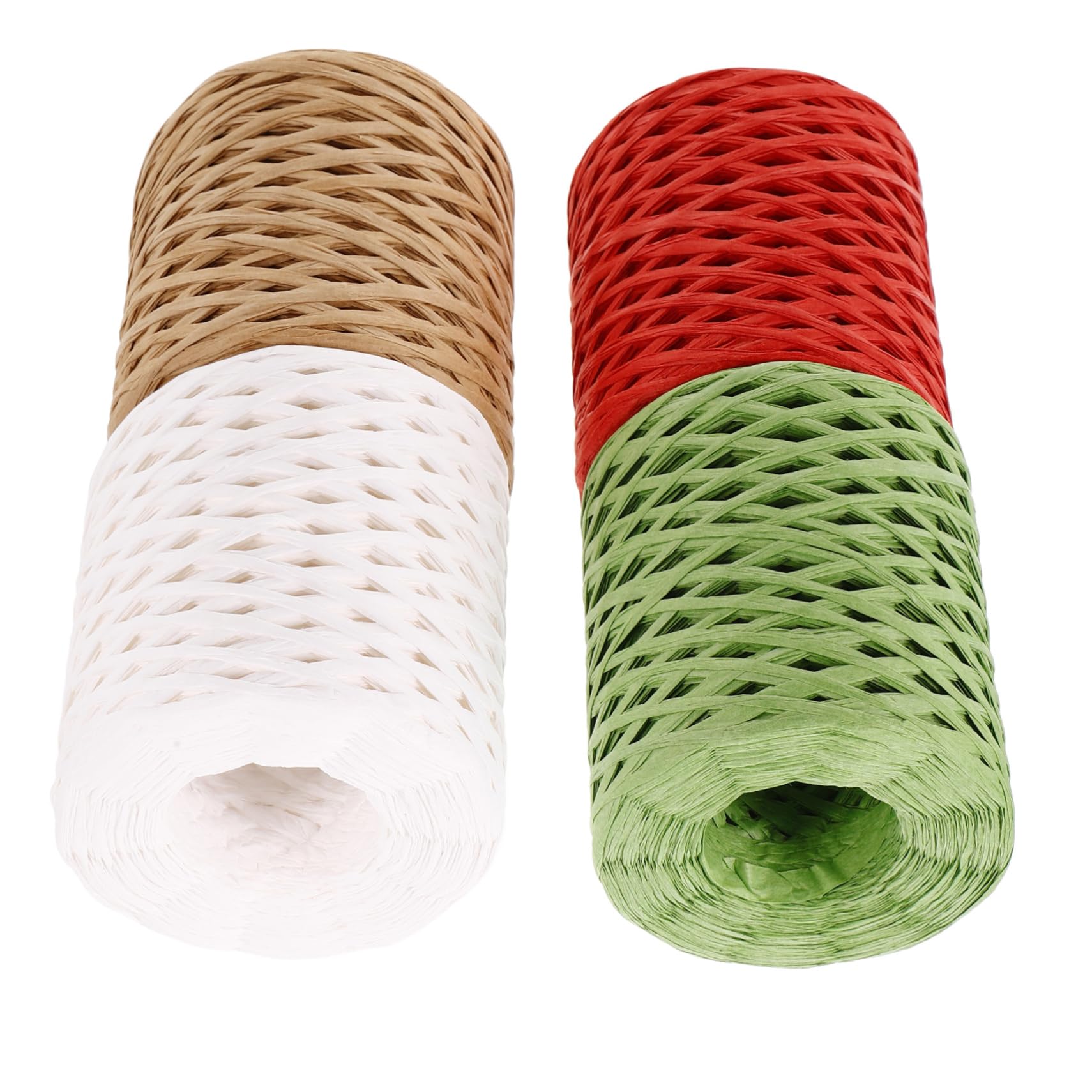 Ruban raffia papier de 4 rouleaux pour artisanat créatif et décorations