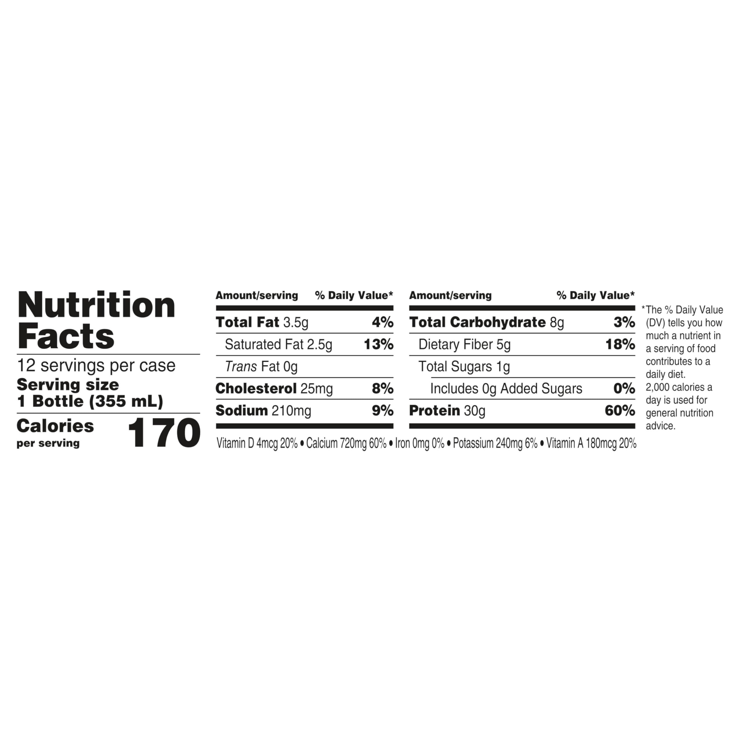 Oikos Protein Shake, Vanilla, 30g High Protein Drinks, Shelf Stable, Ready to Drink, 5g Prebiotic Fiber, 12 fl oz Bottle, 12 Count​