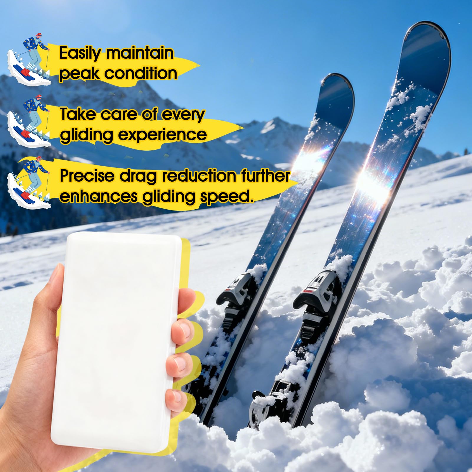 Allony Cera Esqui, Cera de Esquí, Cera para Esquís a Temperatura Completa, Mejorar el Rendimiento del Planeo, Cera para Esquís para Mantenimiento, Carreras, Deslizamiento, Nordico, Encerado, 100g