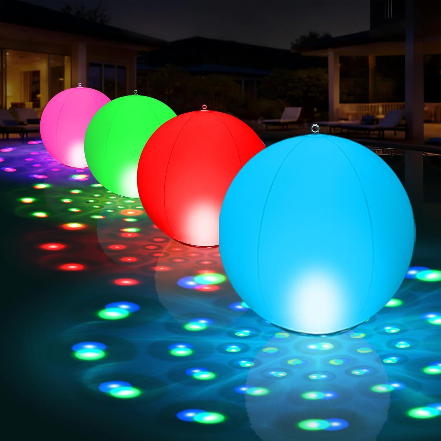 2026 Floating Pool Lights Solar Powered,15" Inflatable Waterproof Pool Led Glow Balls,Solar Pool Lights That Float,Color Changing Floating Light Up Ball for Pool Gifts for Pool Owner Outdoor Decor-4PC