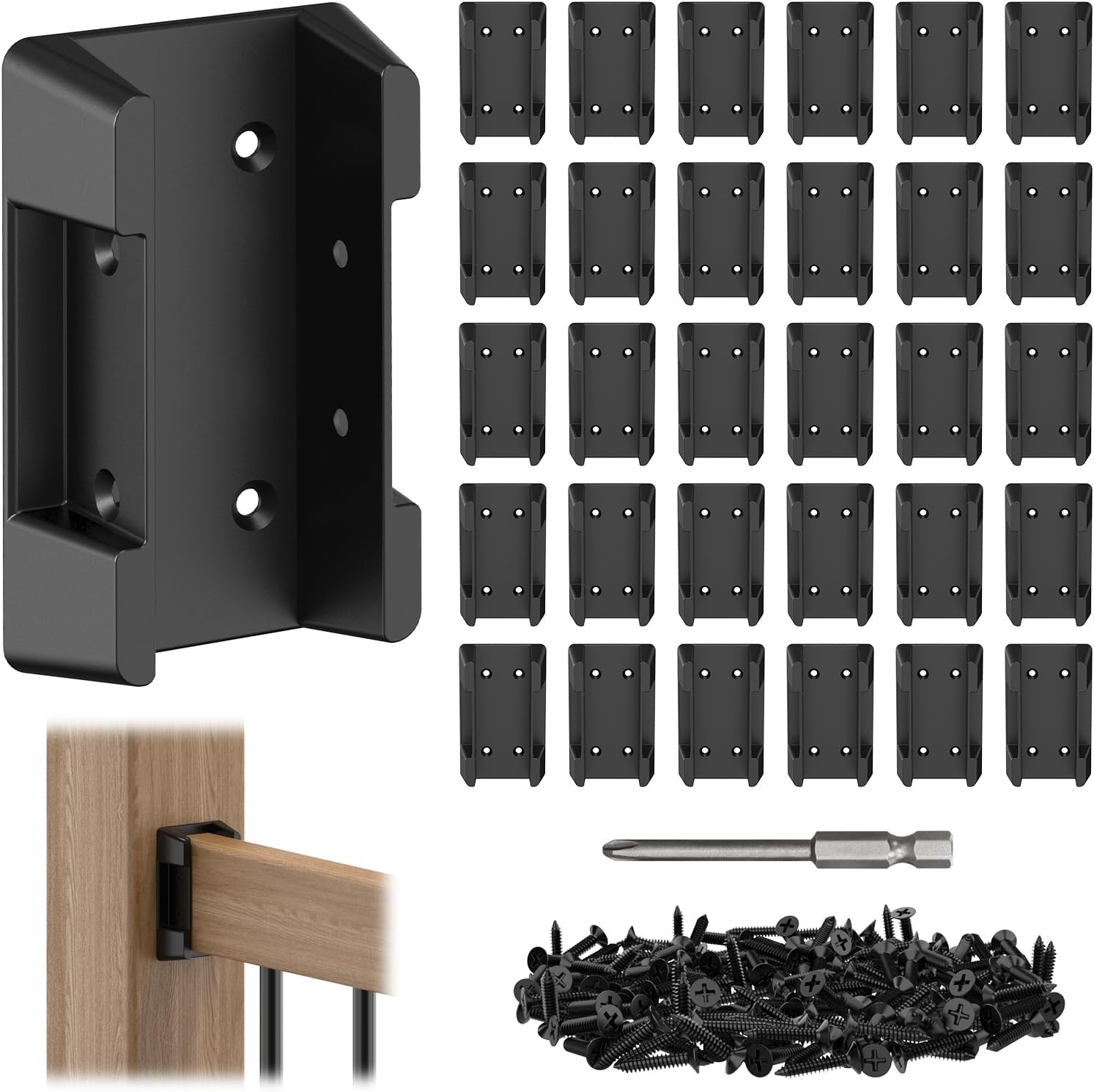 CKE 30Pcs Deck Railing Brackets Connectors, 2x4 Brackets for Railing Wood Lumber Post, Angled Railing Connectors, Deck Rail Bracket Support Kit with Screws for Wooden Post Stair Fence Railing Handrail