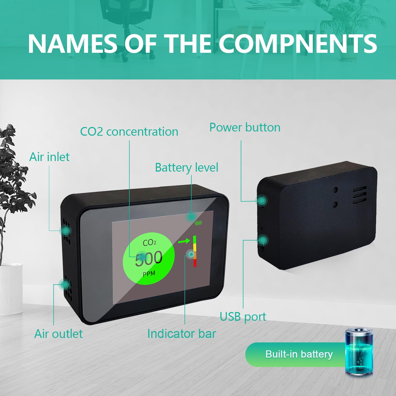 Carbon Dioxide Monitor Wall Plug-in AC By Forensics | AB841 Compliant Alarms For Classrooms - View #13