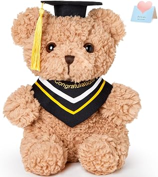 9" Graduation Bear Class of 2026 Teddy Bear Stuffed Animal with Black Grad Cap Soft Brown Kindergarten Preschool High School College Graduation Gift for Boys and Girls